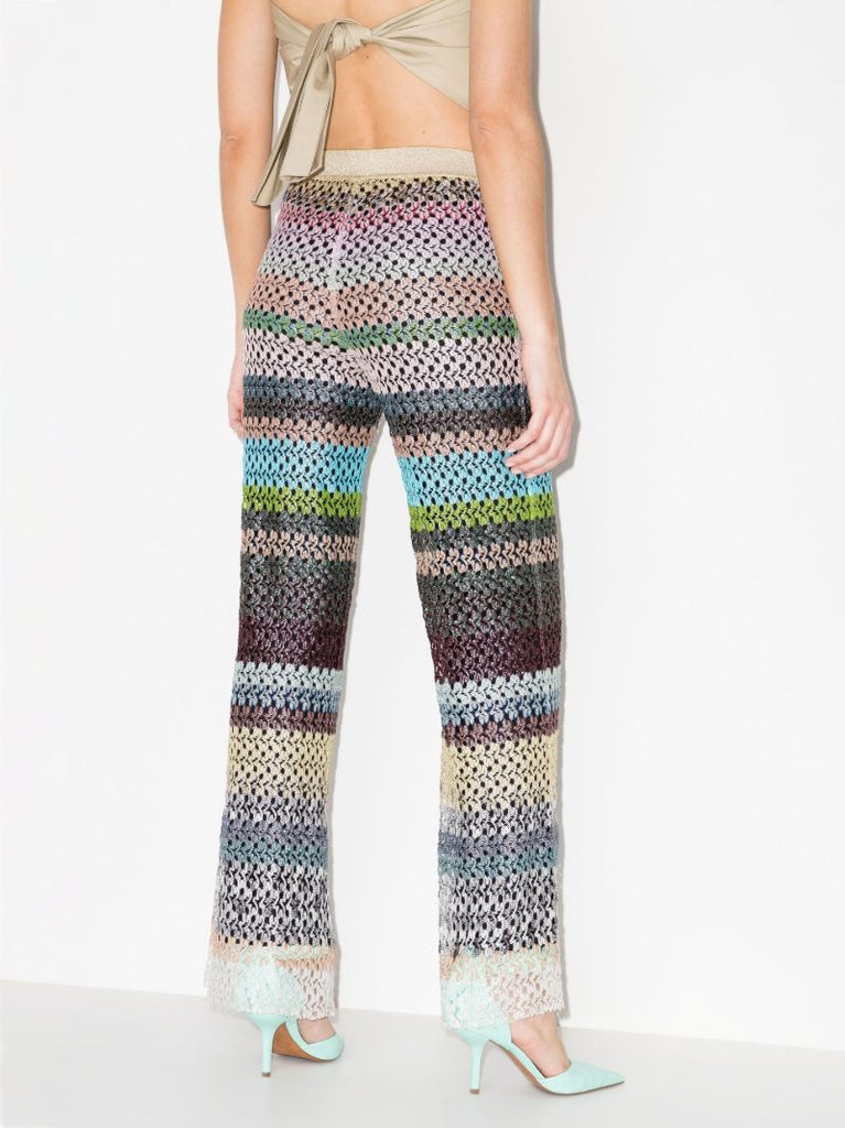 Striped Knit Flared Trousers