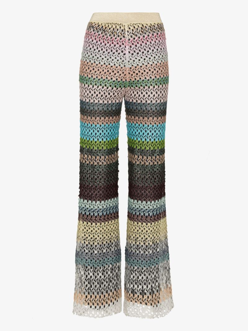Striped Knit Flared Trousers