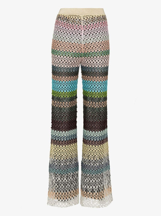 Striped Knit Flared Trousers