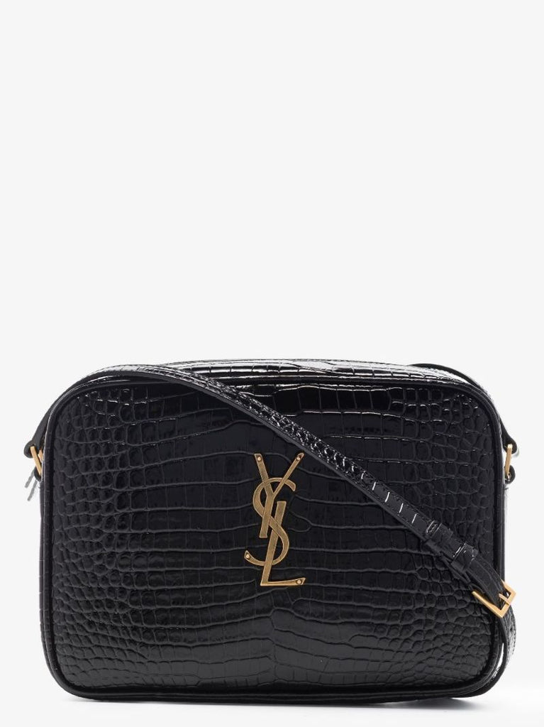 Black Lou Mock Croc Leather Camera Bag