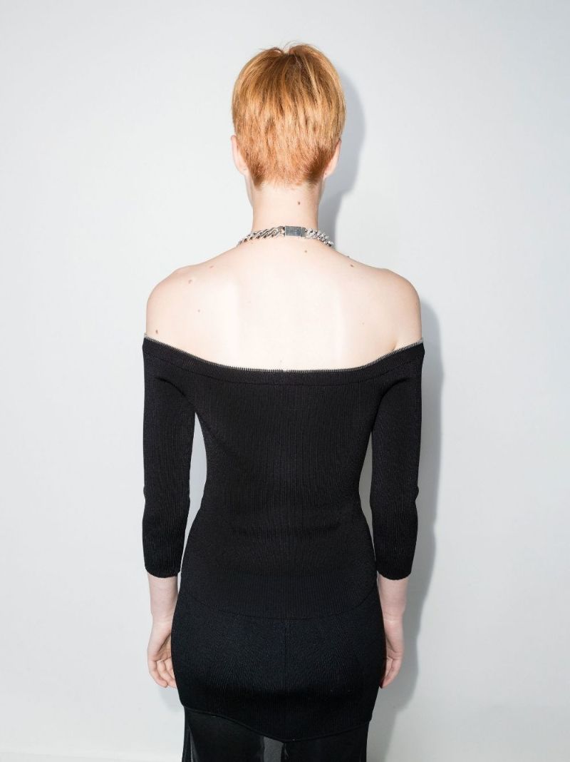 Off-the-shoulder Zip-up Top