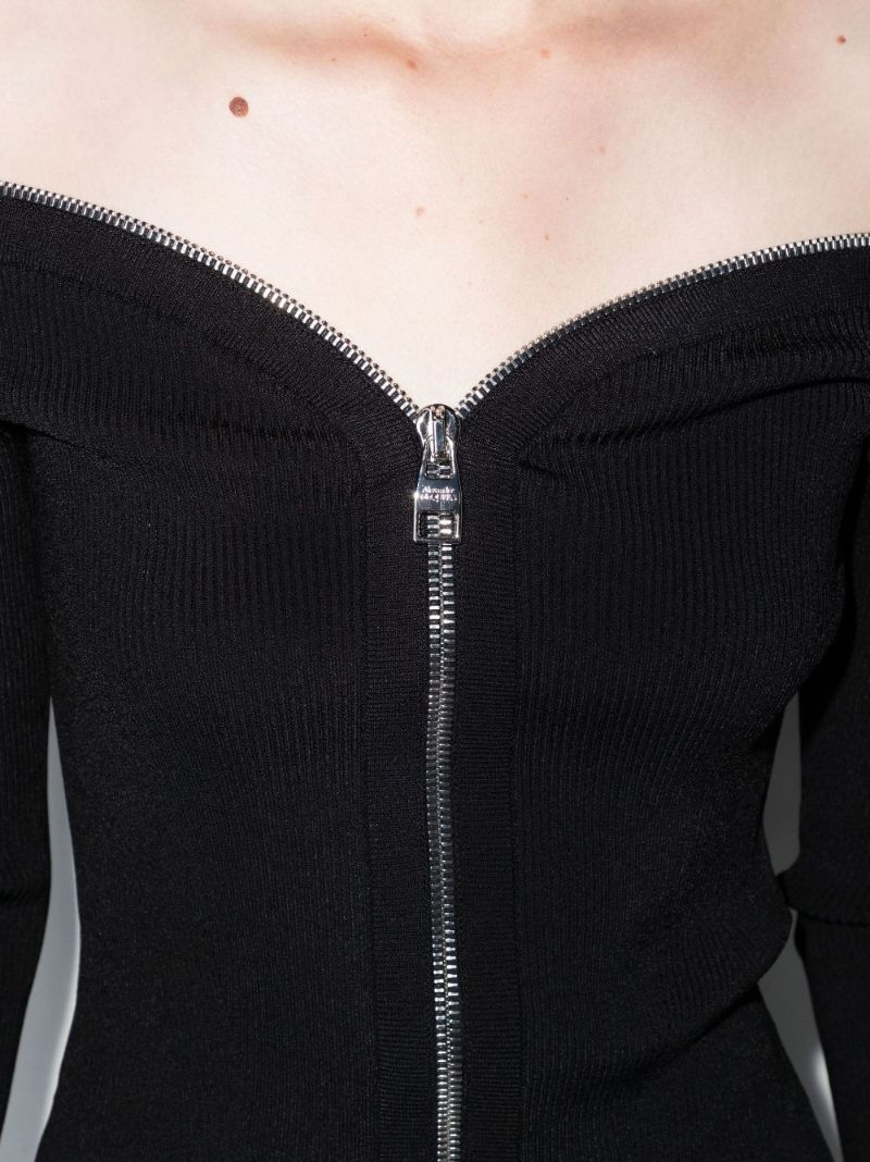 Off-the-shoulder Zip-up Top