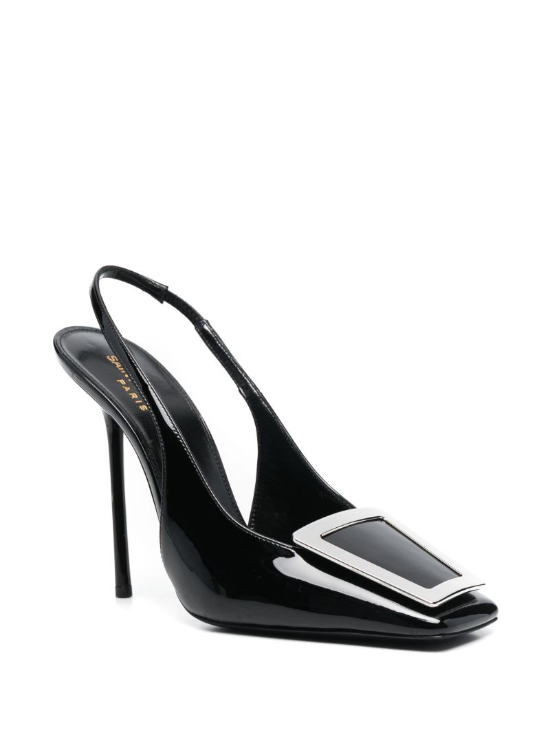 Black Maxine 115 Patent Leather Slingback Pumps