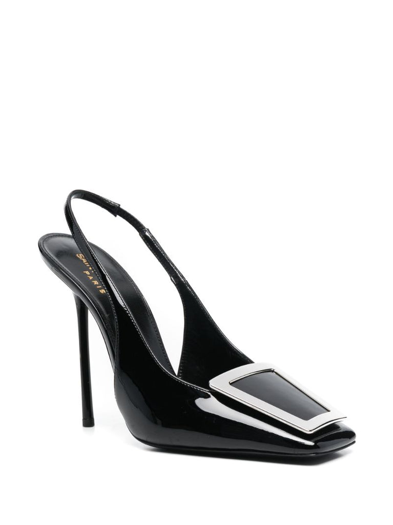 Black Maxine 115 Patent Leather Slingback Pumps