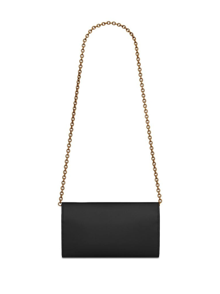 Black Le Maillon Leather Chain Wallet