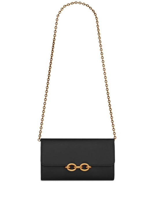 Black Le Maillon Leather Chain Wallet
