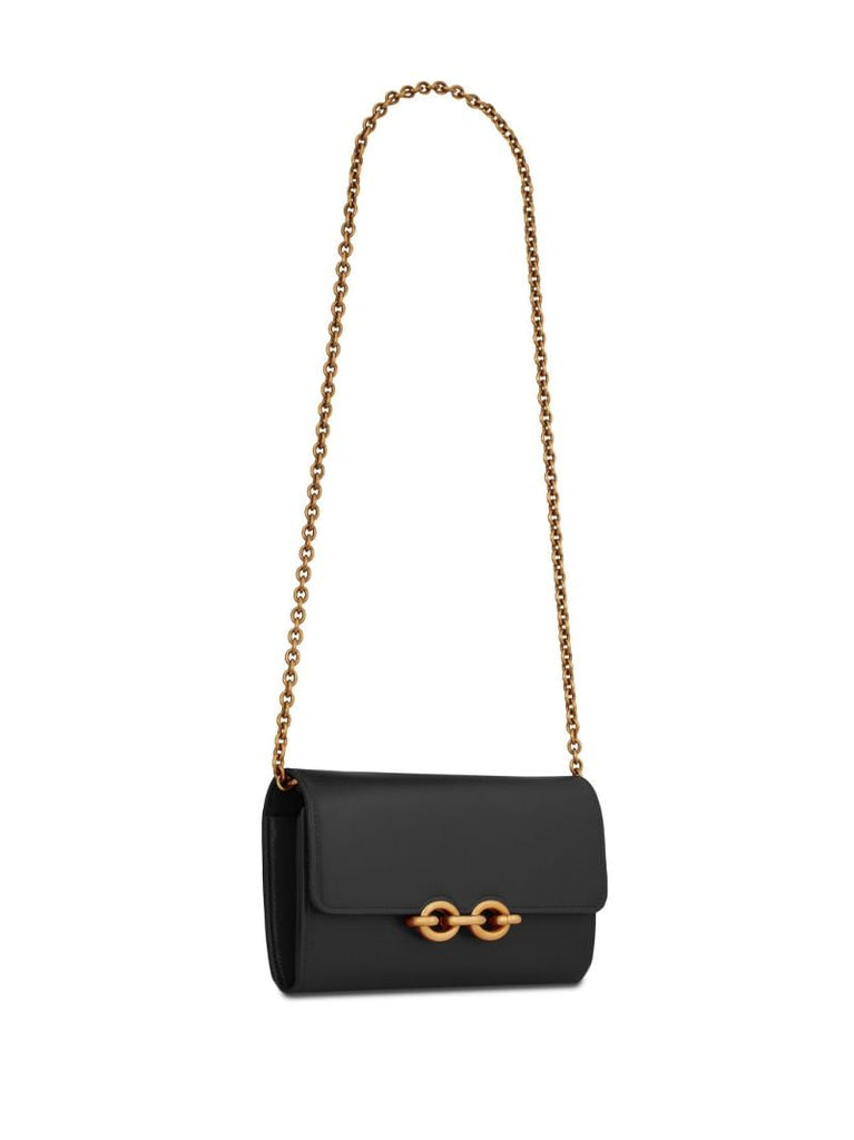 Black Le Maillon Leather Chain Wallet