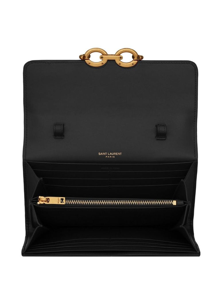 Black Le Maillon Leather Chain Wallet