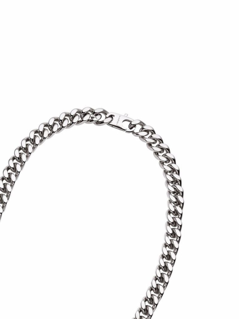 Silver-tone Logo Plaque Chain Necklace