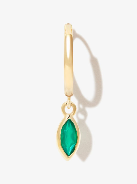14k Yellow Gold Agate Drop Hoop Earrings