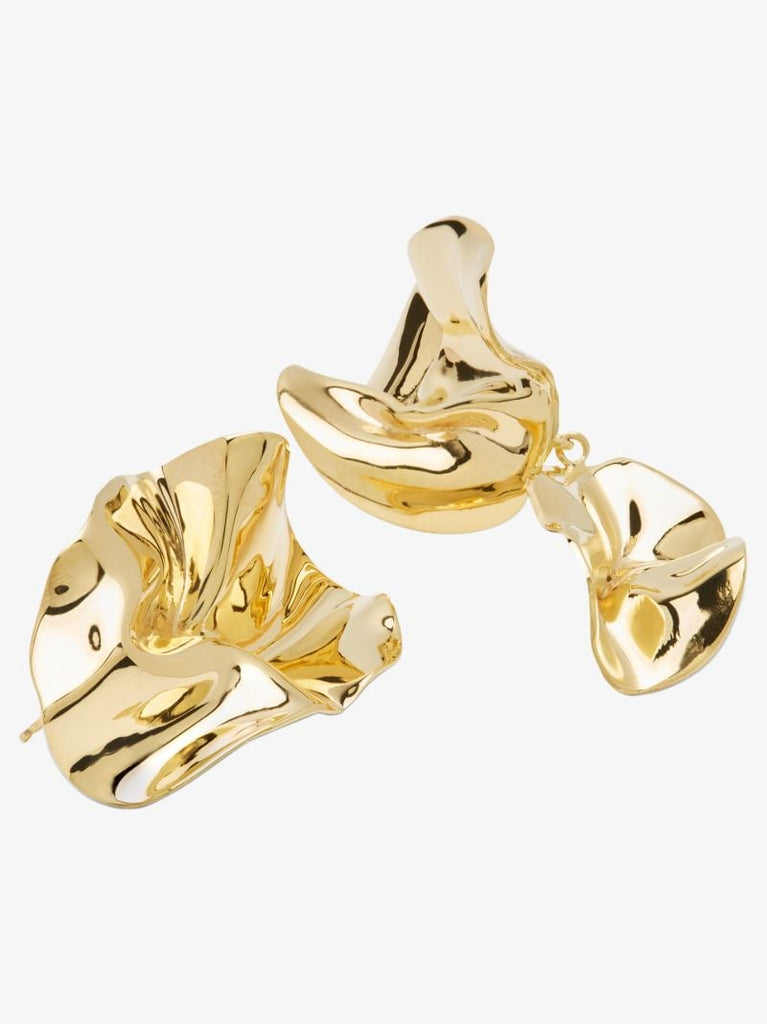 Gold-plated Mismatched Fold Earrings