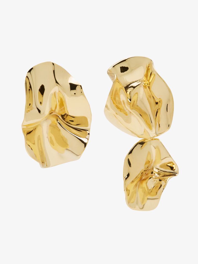 Gold-plated Mismatched Fold Earrings