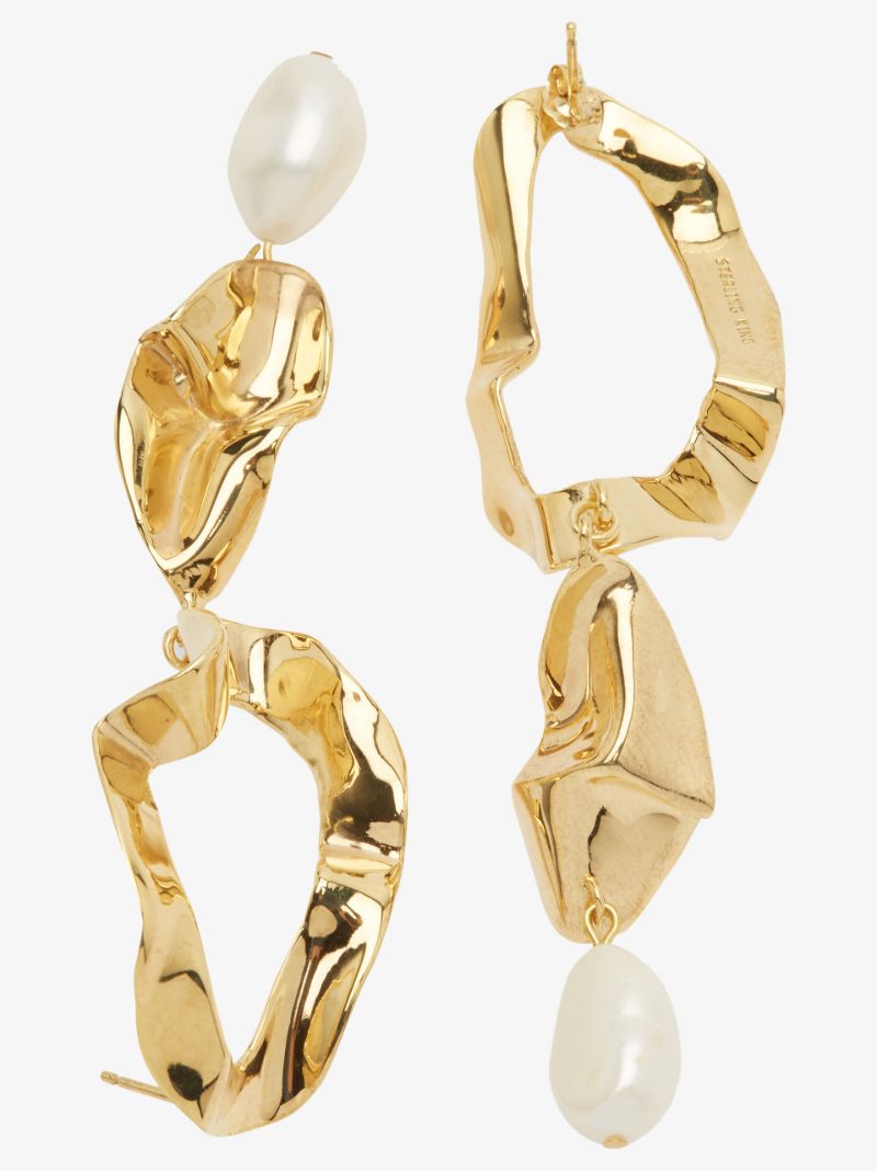 Gold-plated Inside Out Pearl Drop Earrings