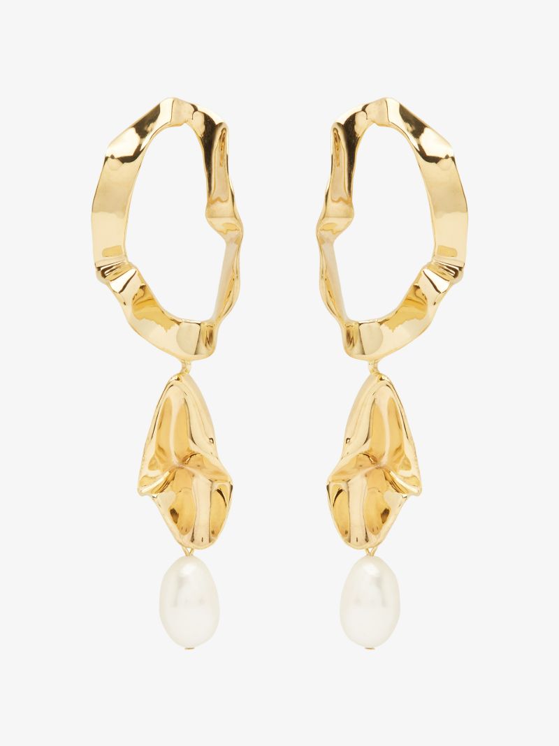 Gold-plated Inside Out Pearl Drop Earrings