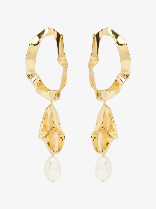 Gold-plated Inside Out Pearl Drop Earrings