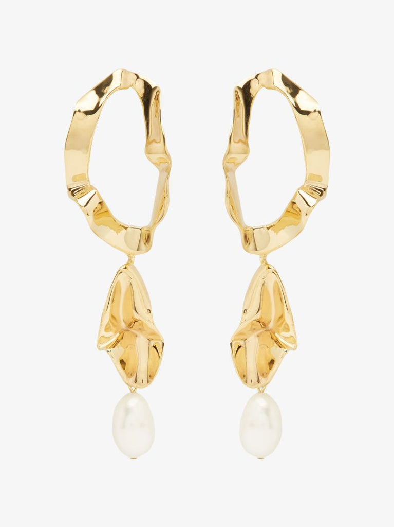 Gold-plated Inside Out Pearl Drop Earrings
