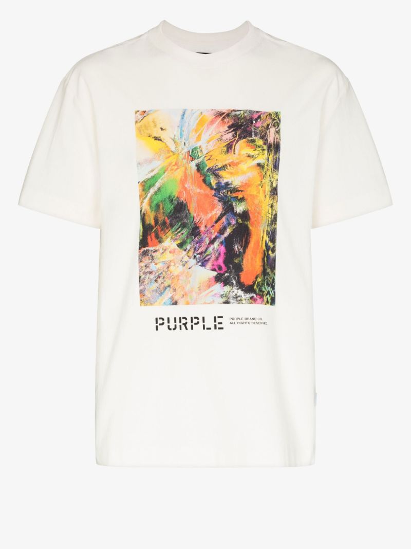 White Abstract Print Cotton T-shirt