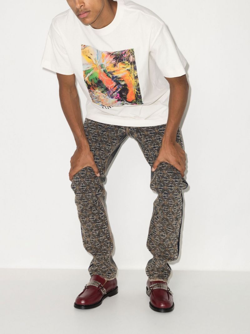 White Abstract Print Cotton T-shirt