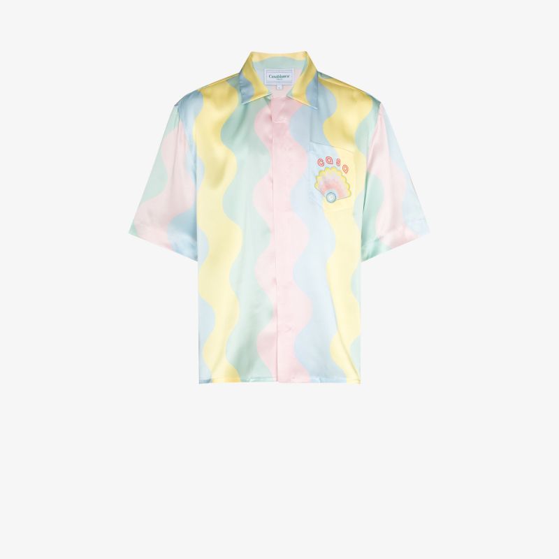 Shell Wave Print Silk Shirt