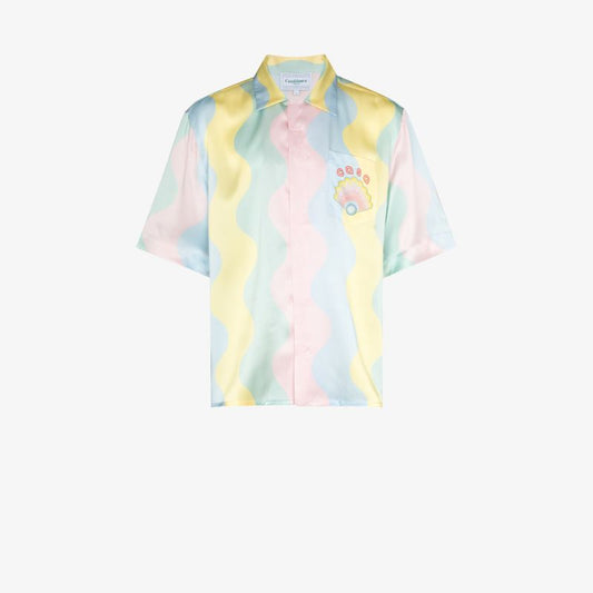 Shell Wave Print Silk Shirt