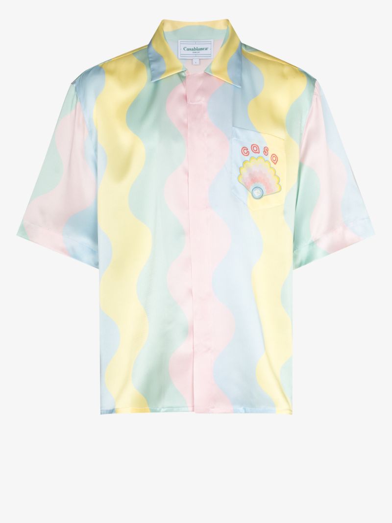 Shell Wave Print Silk Shirt