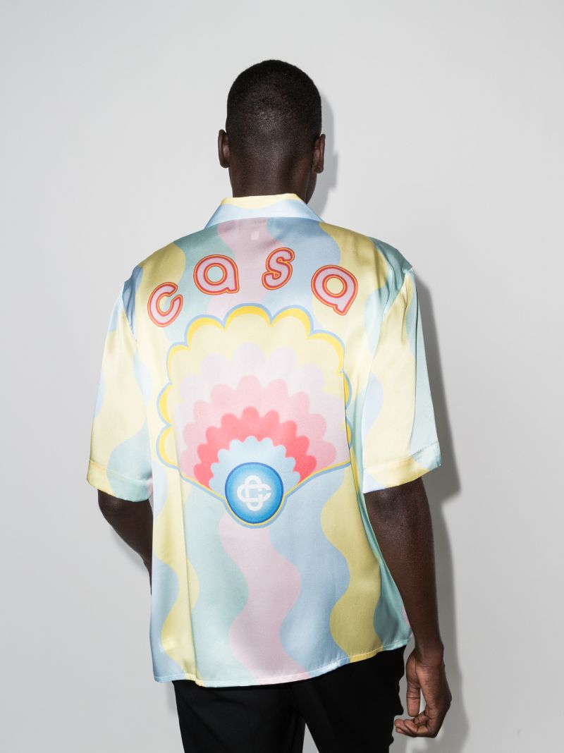 Shell Wave Print Silk Shirt