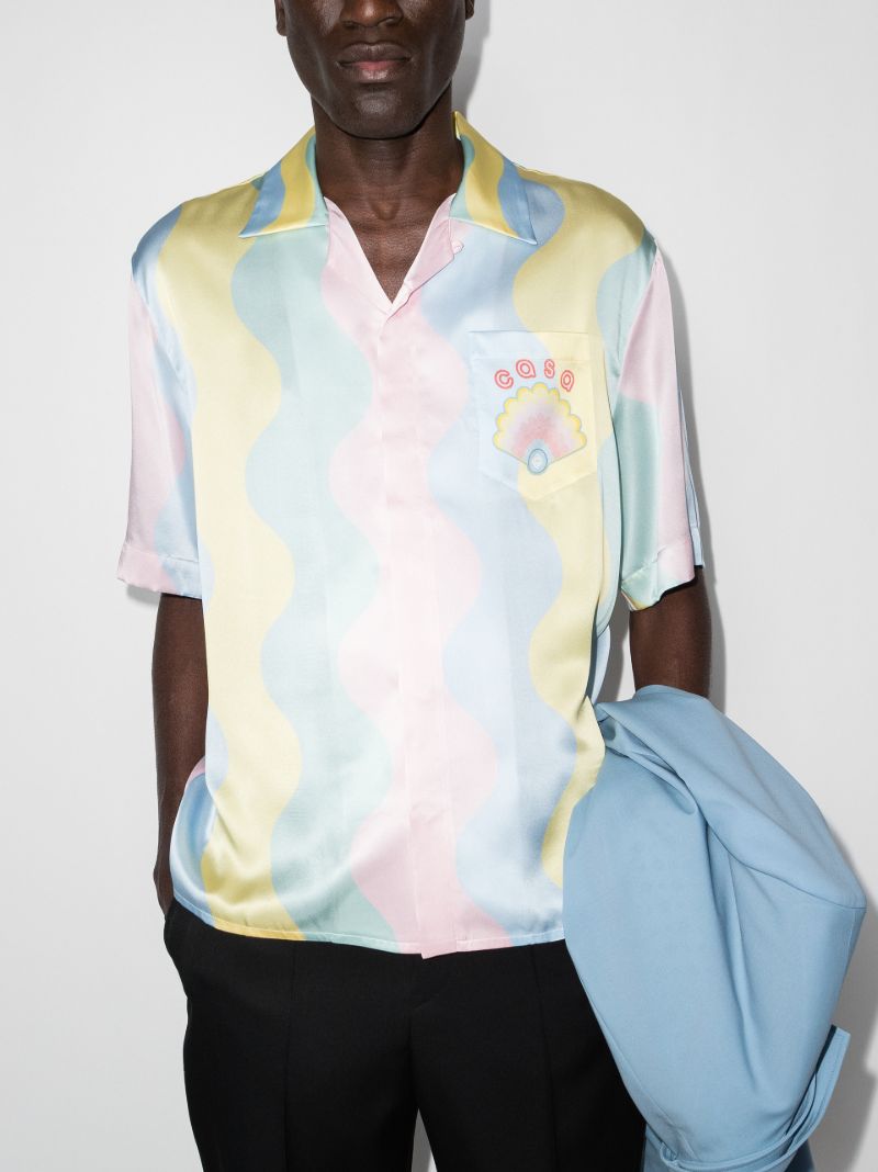 Shell Wave Print Silk Shirt