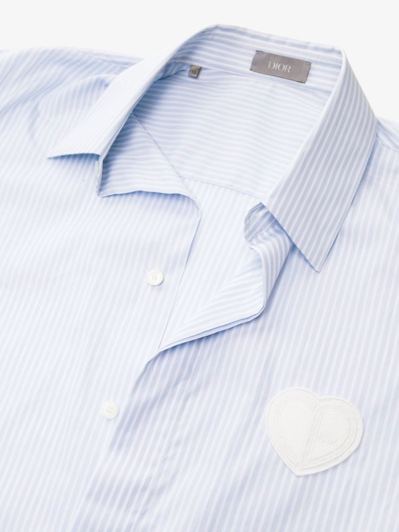 Heart AppliquÃ_x0083_Â© Striped Cotton Shirt