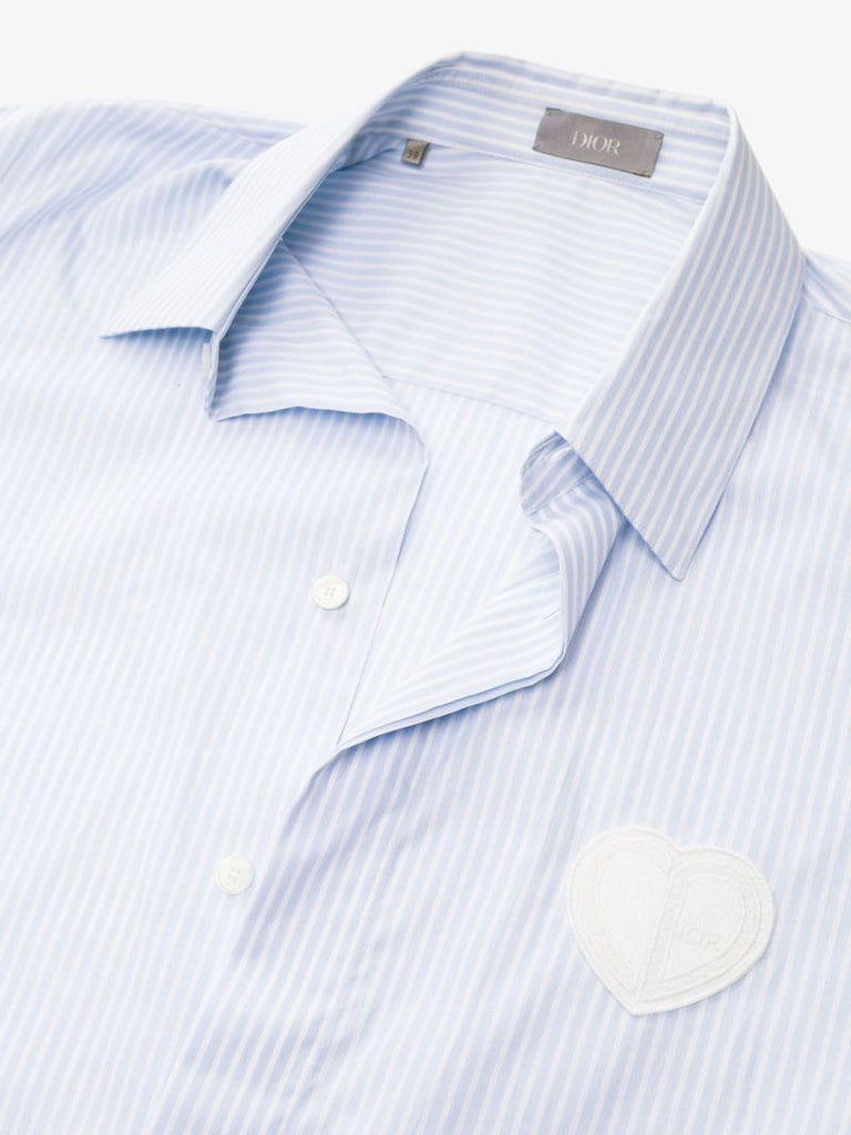 Heart AppliquÃ_x0083_Â© Striped Cotton Shirt