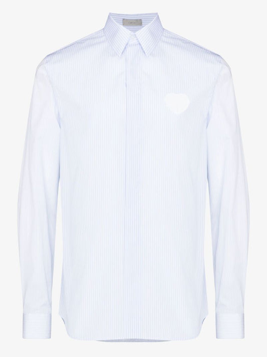 Heart AppliquÃ_x0083_Â© Striped Cotton Shirt