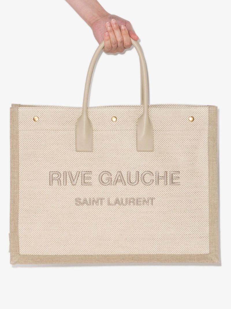 Neutral Rive Gauche Logo Tote Bag