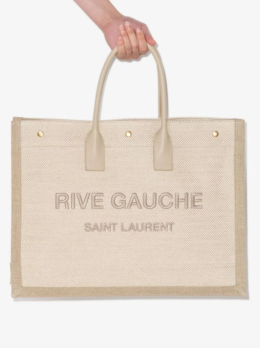 Neutral Rive Gauche Logo Tote Bag