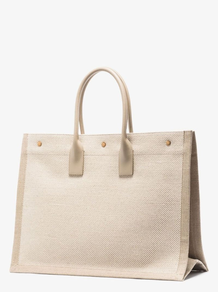 Neutral Rive Gauche Logo Tote Bag