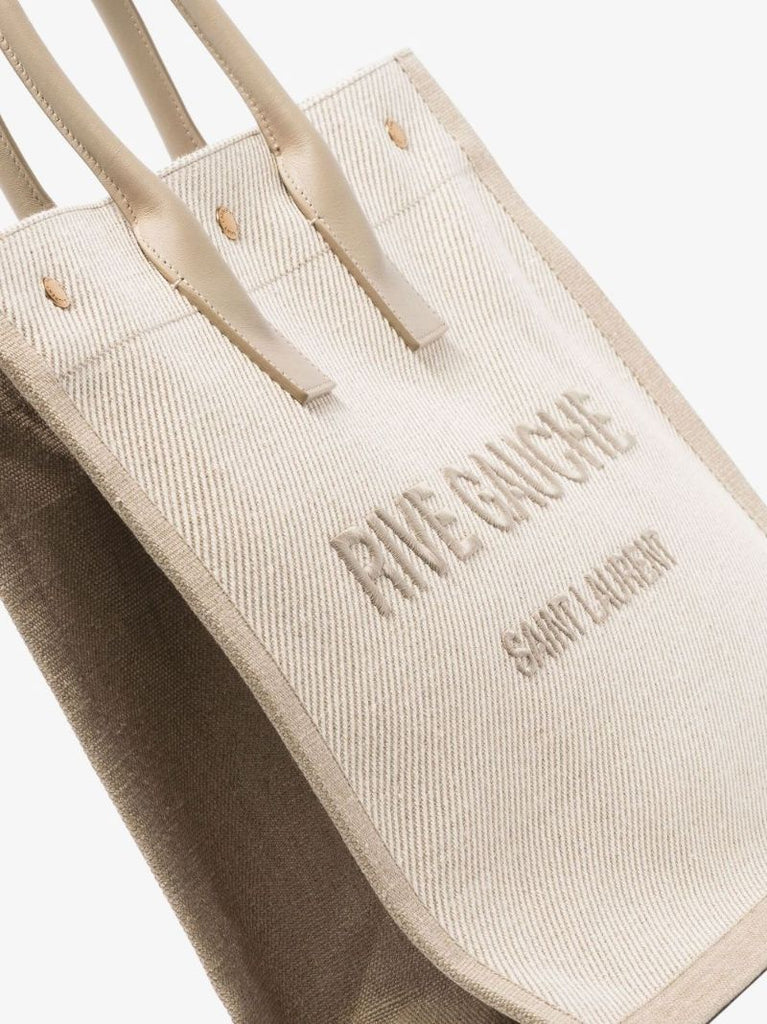 Neutral Rive Gauche Logo Tote Bag