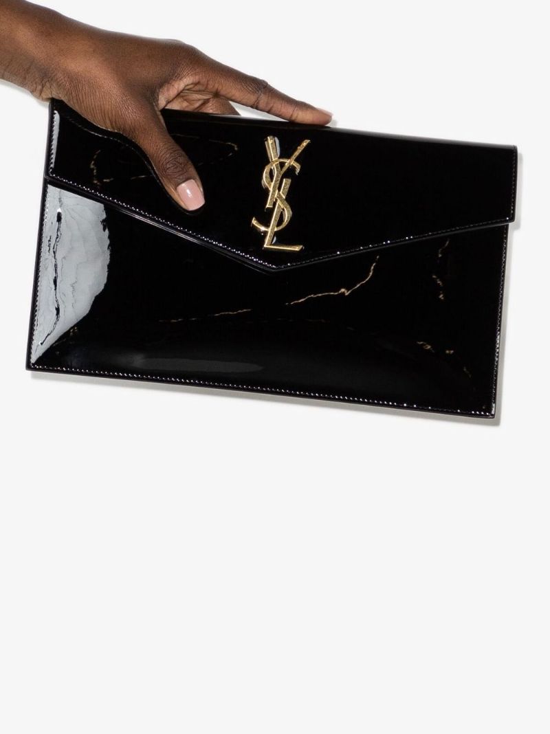 Black Uptown Patent Leather Clutch Bag