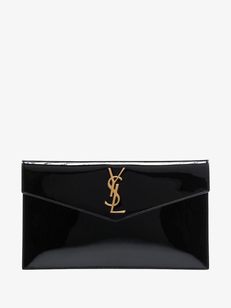 Black Uptown Patent Leather Clutch Bag