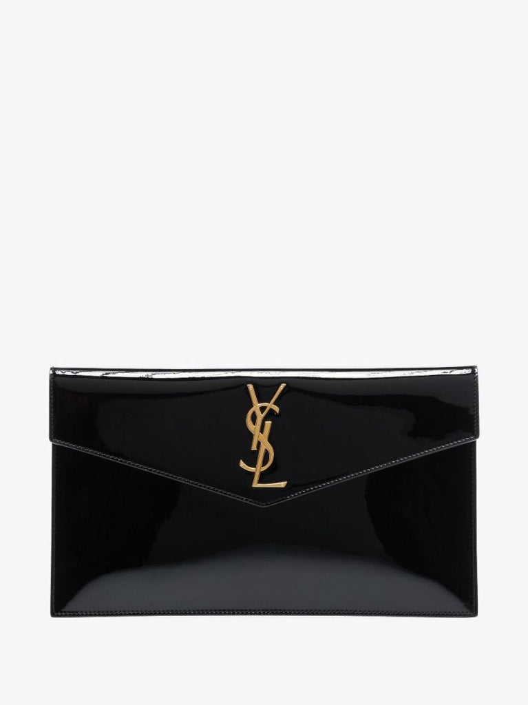 Black Uptown Patent Leather Clutch Bag
