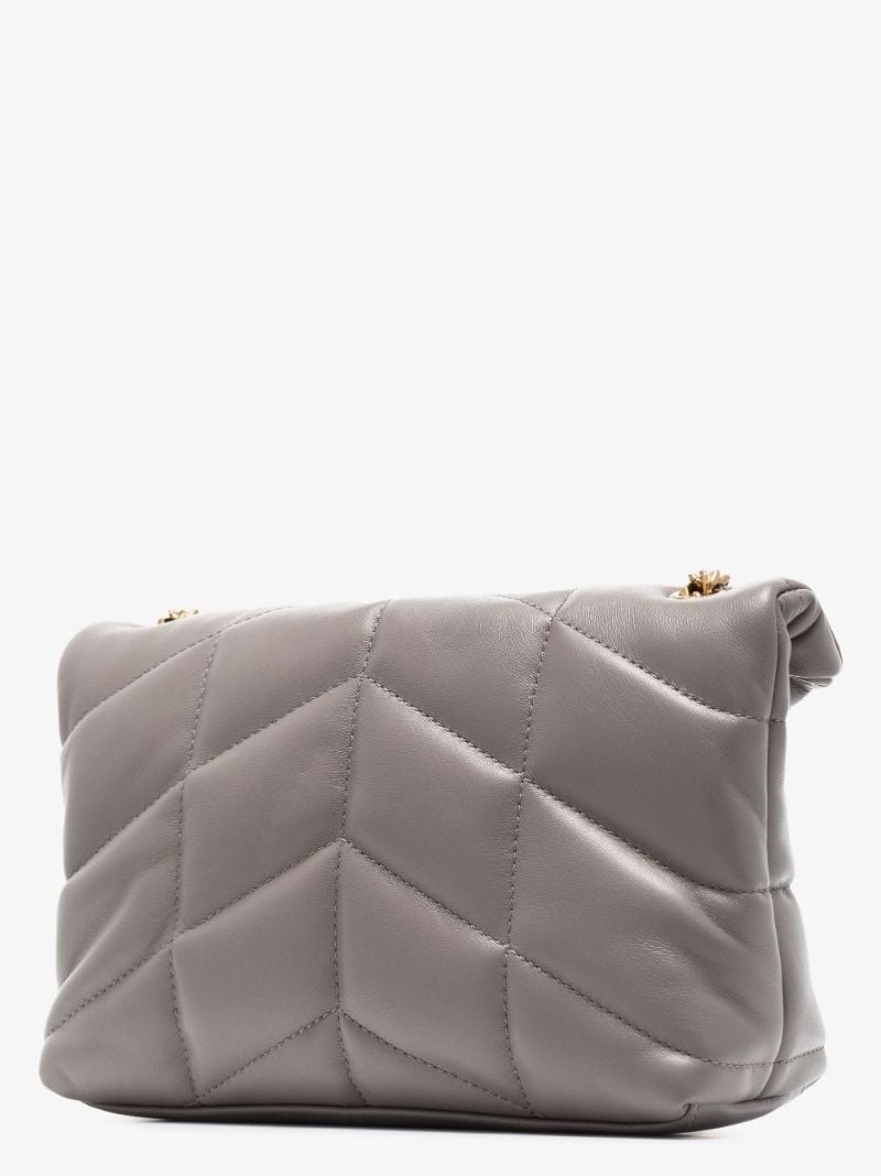 Grey Puffer Toy Leather Shoulder Bag
