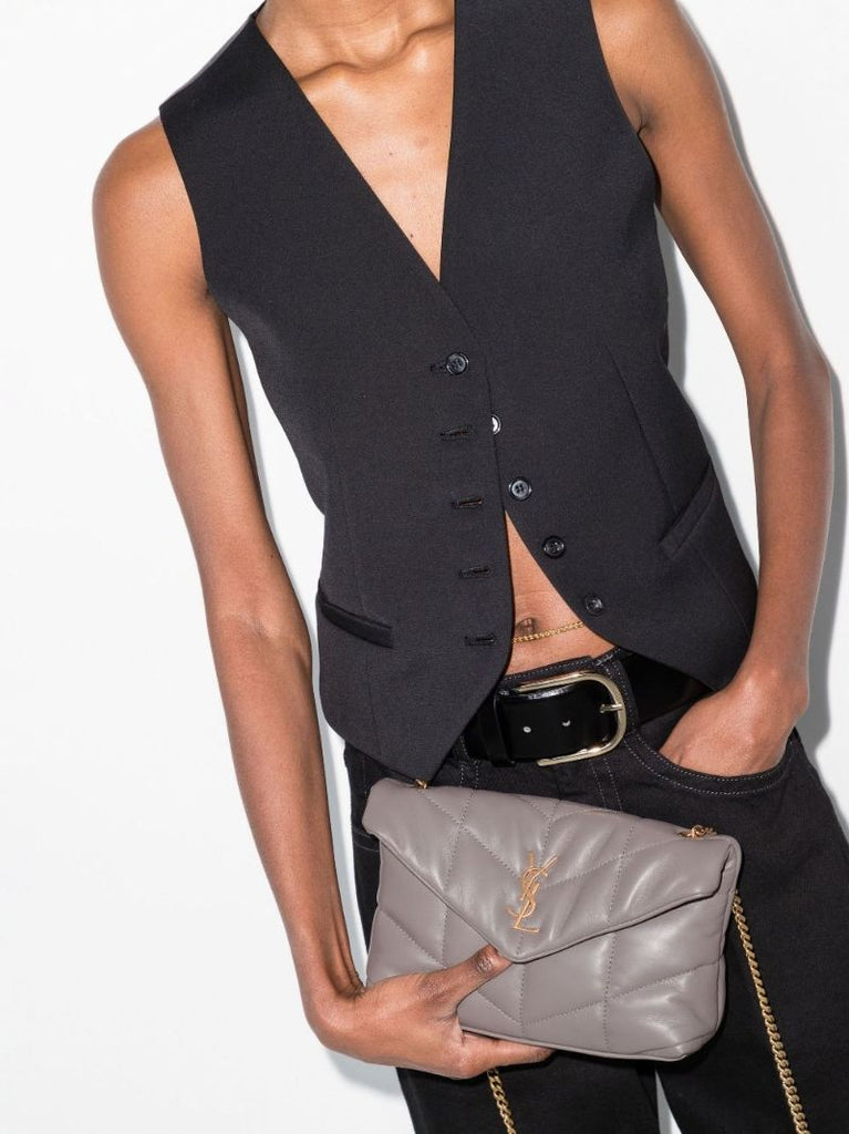 Grey Puffer Toy Leather Shoulder Bag