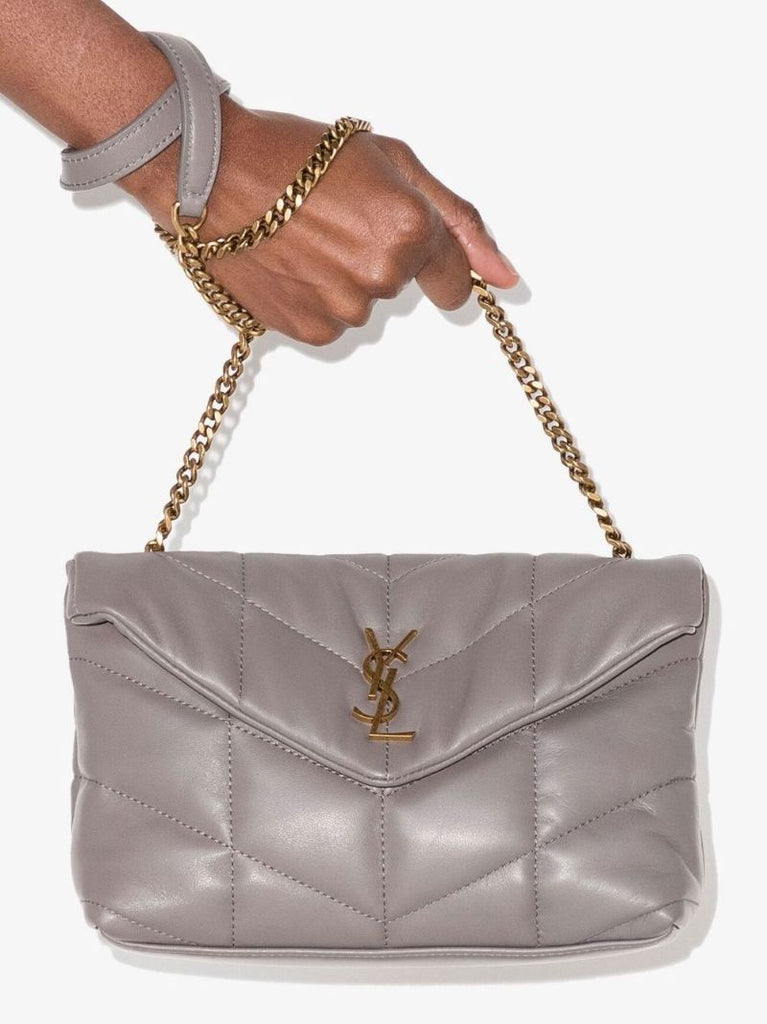 Grey Puffer Toy Leather Shoulder Bag