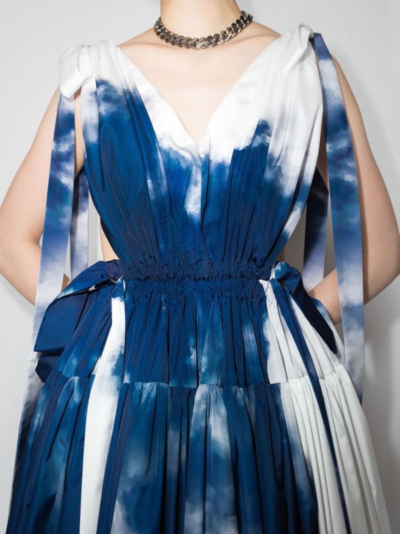 Blue Sky Ribbon Tie-dye Dress