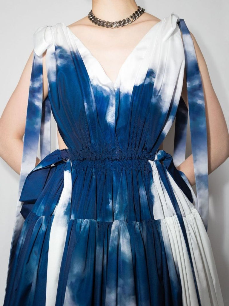 Blue Sky Ribbon Tie-dye Dress