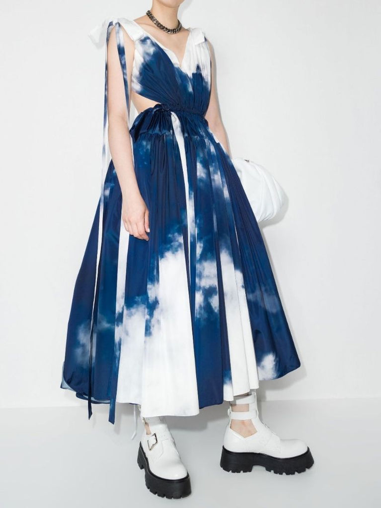 Blue Sky Ribbon Tie-dye Dress