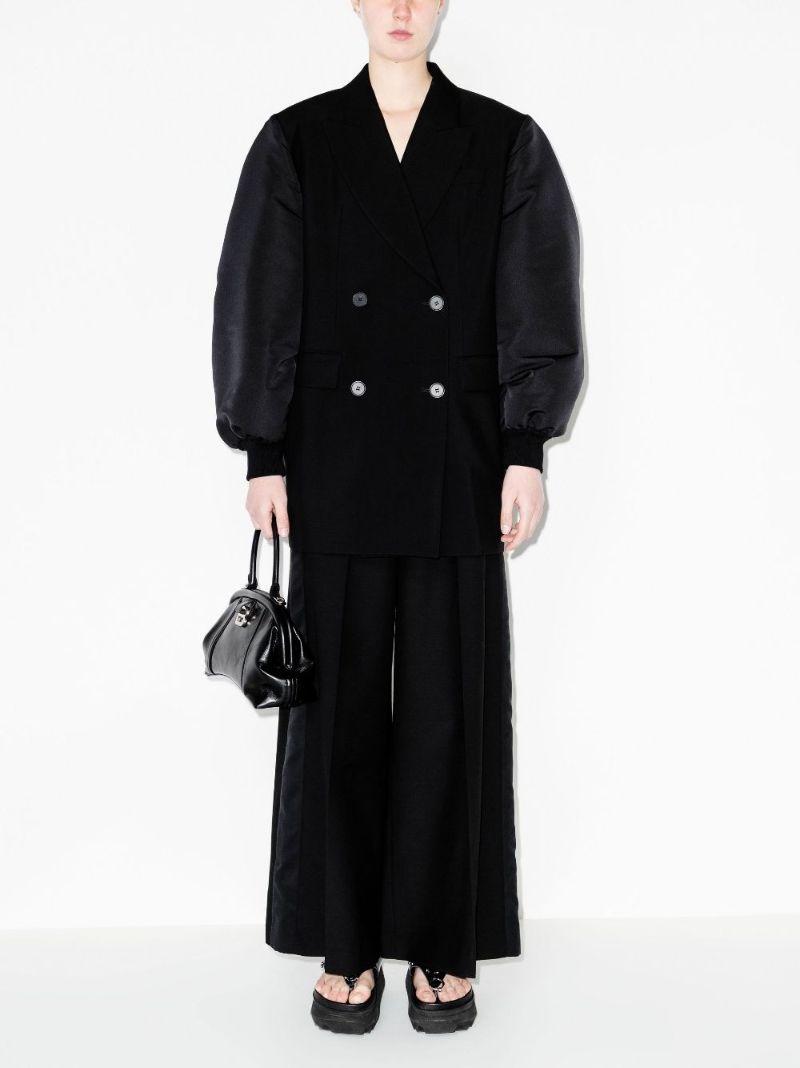 Double-breasted Puff Sleeve Wool Blazer