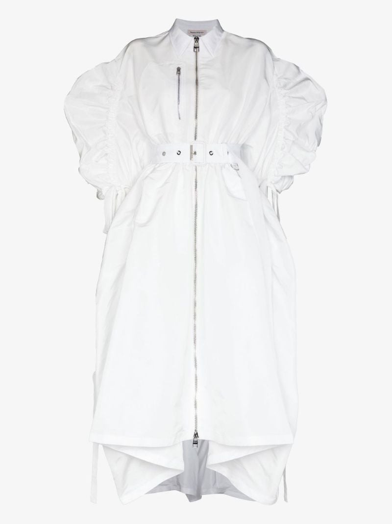 Puff Sleeve Belted Shirt Dress