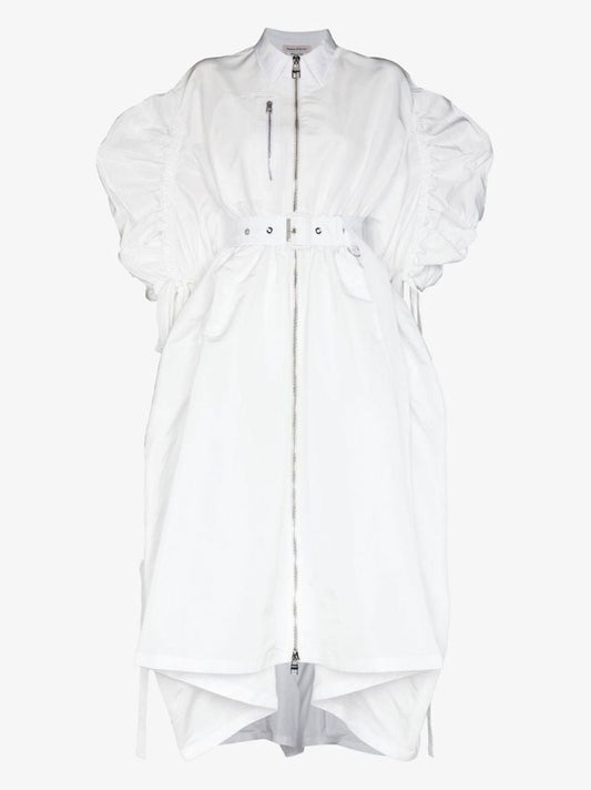Puff Sleeve Belted Shirt Dress
