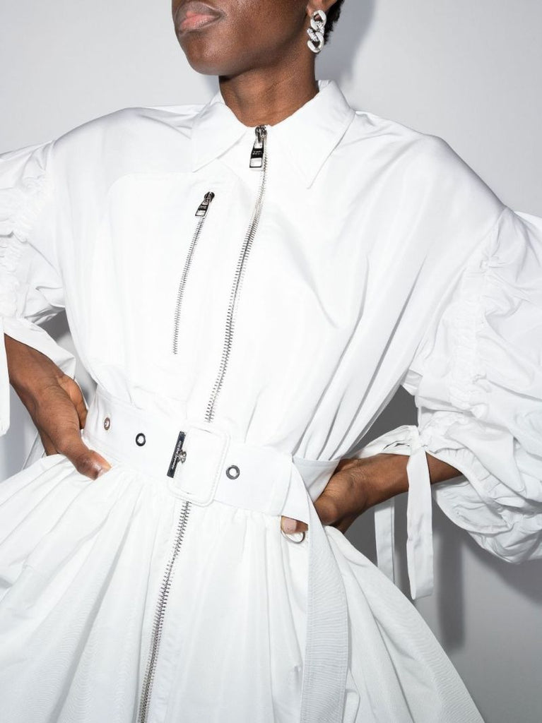 Puff Sleeve Belted Shirt Dress