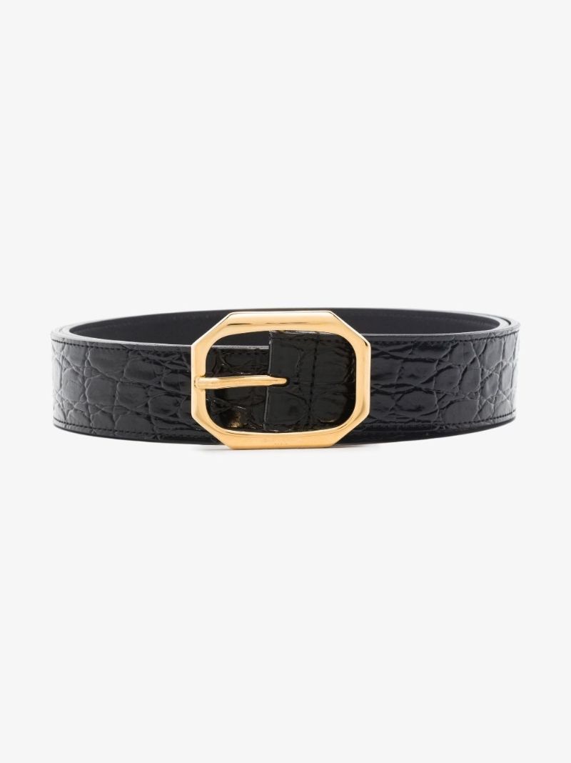 Black Mock Croc Leather Belt