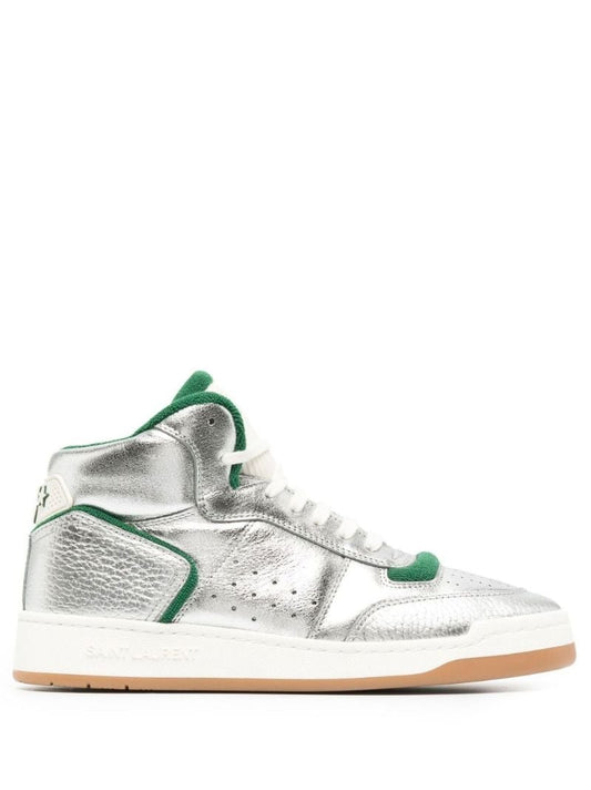 Silver Sl/80 High Top Leather Sneakers