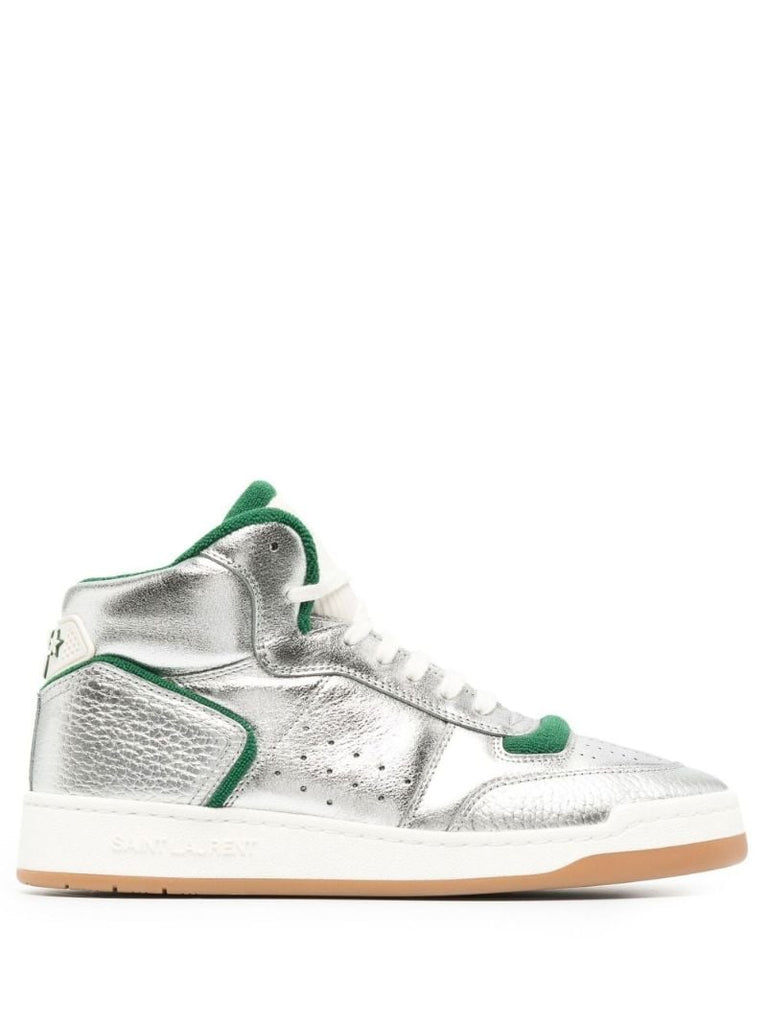 Silver Sl/80 High Top Leather Sneakers